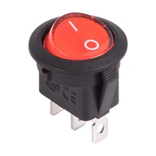 Выключатель клавишный круглый 12V 20А (3с) ON-OFF красный  с подсветкой  (RWB-214)  REXANT   1080673