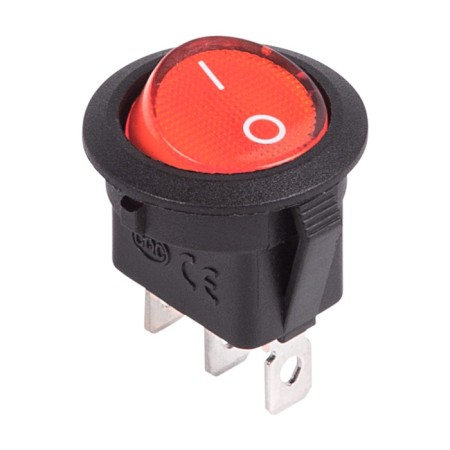 Round key 12V 20A (3C) On-off Red Red with backlight (RWB-214) Rexant 1080673