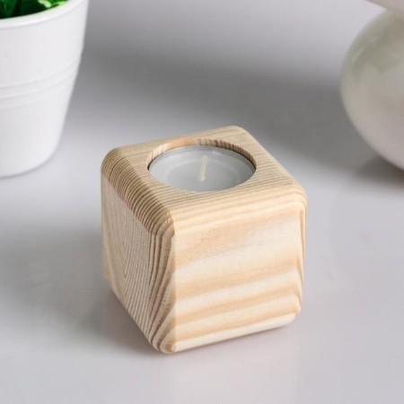 Square wooden candlestick "Square", array, 6 × 6 × 6 cm