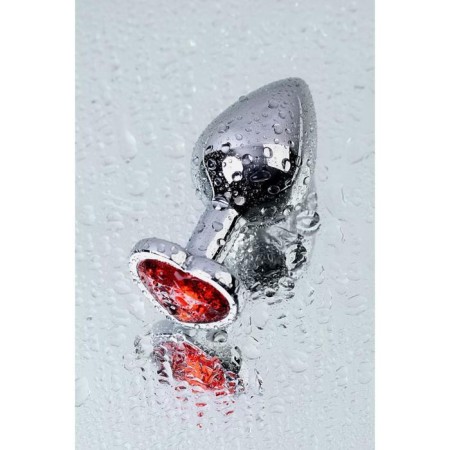 Anal plug with the Toyfa Metal rhinestone, silver, ruby, 7 cm, d = 2.7 cm-8
