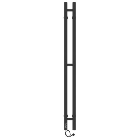 Electric heated towel rail Laris Prime Chekch, 80x1200 mm, 2 crossbars, left, black