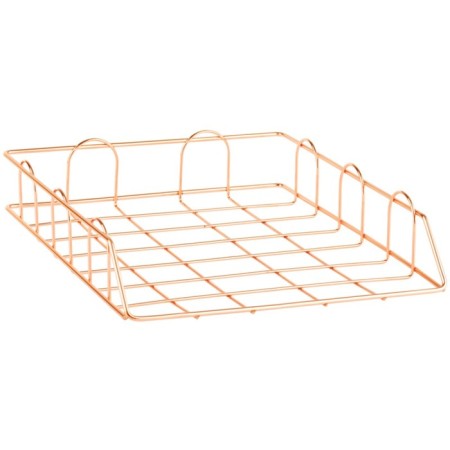 Horizontal Meshu "Rose Gold" paper tray, 1 section, metal, pink gold