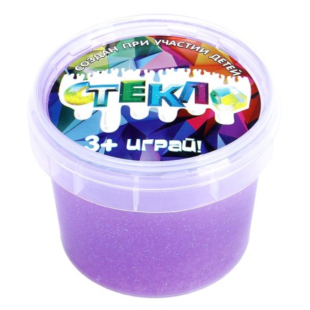 Slime "Glass" with purple sparkles, 100 g in a bank-1