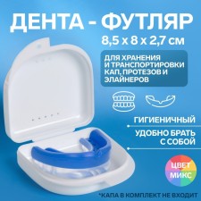 Dentures storage container, 8.5 × 8 × 2.7 cm, color mix