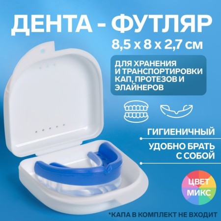 Dentures storage container, 8.5 × 8 × 2.7 cm, color mix