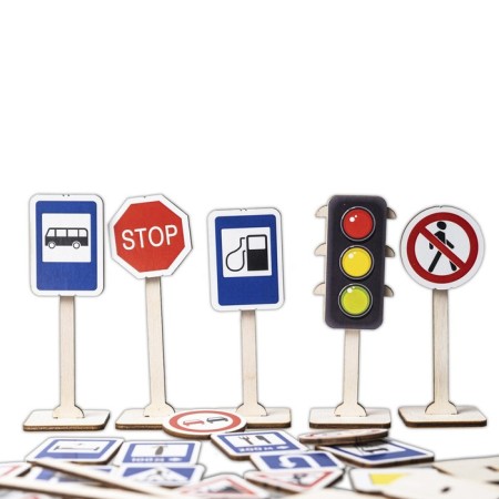 Set of road signs 20 pcs., 8.5-10 cm, with cards, 8 × 7 cm-2