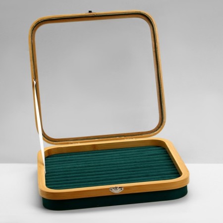 Standing for the rings "Style" 14 stripes, wood, 30 × 30 × 5 cm, green color-2