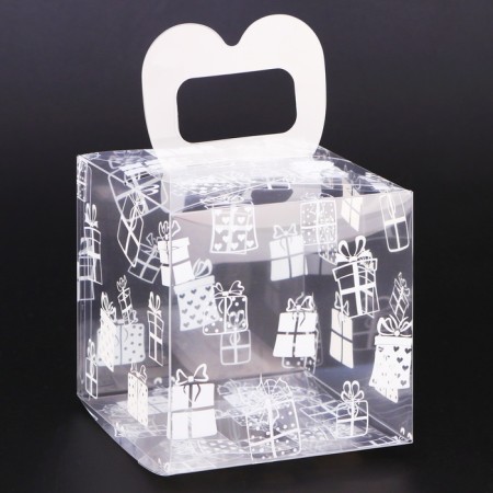 New Year. Box Gift New Year Folding PVC "Gifts" 8 x 8 x 8 cm.