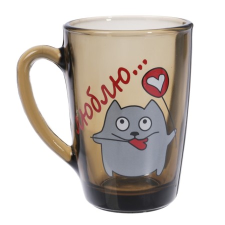 Glass mug “I love”, 300 ml, mix drawing-4