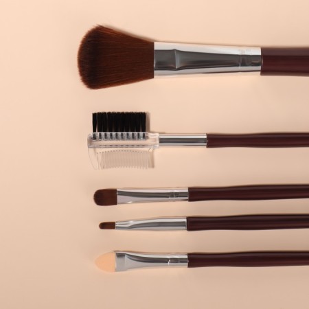 A set of makeup brushes, 5 objects, dark brown color-2