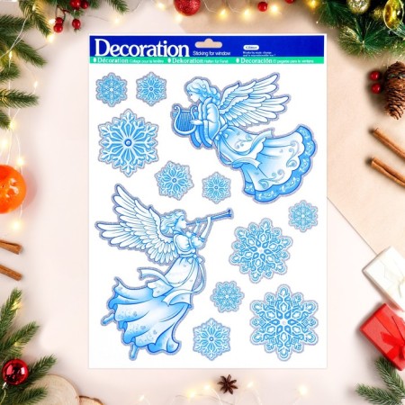 Stickers on the windows "New Year" snowflakes, angels 41 x 29 cm
