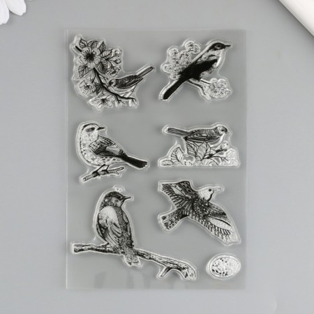 Stamp for creativity Silicon "Birds on branches" 11x16cm