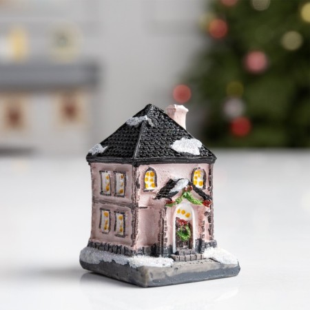 LED figure "House" 5 × 4 × 4 cm, ceramics, batteries AG13x2, glow warm white-1