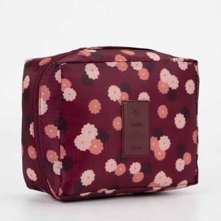 Cosmetic bag with lightning, burgundy color-1