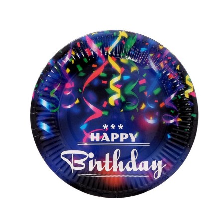 Paper plate "Happy Birthday", serpentine, set of 6 pcs.