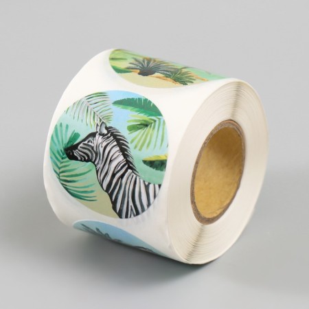 Sticker Paper "Zebra" embossing silver d = 3.8 cm 252 pcs in the roll-7