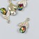 Decor for creativity metal, rhinestones "Two leaves with crystal" gold, green 1.1x2.1 cm