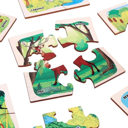 A set of curly puzzles from wood "who lives where"-2