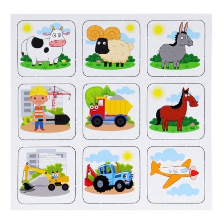 Memo 30 chips + puzzle 24 elements "Blue Tractor"-4