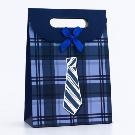 Gift box-package, packaging with a cut handle, "Male Tie", 19 x 9 x 27 cm