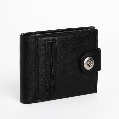Male purse for magnet, department for bills, for maps, for coins, black color