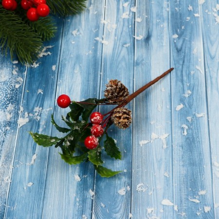 Decor "Winter Dreams" berries leaflets of cones, 15 cm