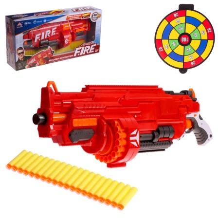 Blaster "Fiery", shoots with soft bullets, works on batteries