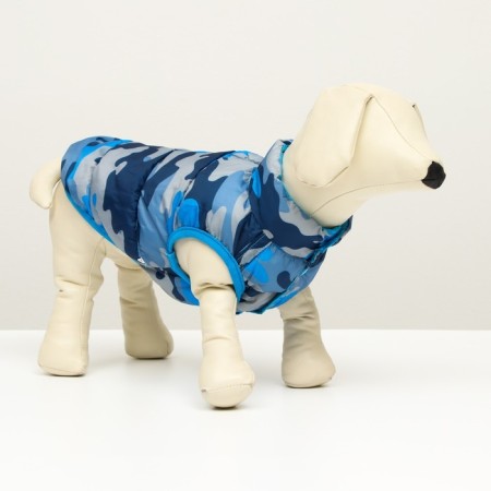 Dog jacket two -sided with print, size 10 (DS 25 cm, OG 34 cm, Osh 24 cm), Blue-6