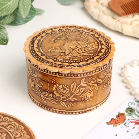 Casket "Sobol", with edging, 80 x 40 mm, birch bark