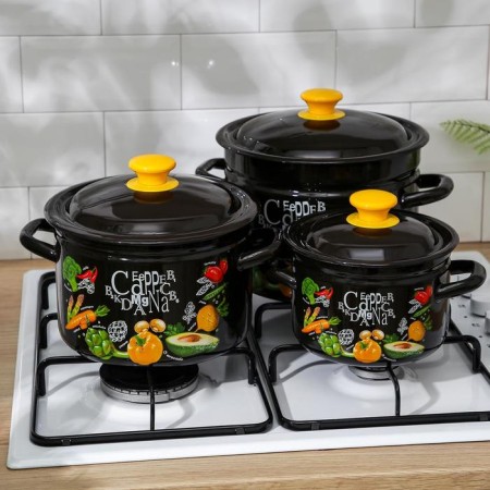 Set of pan “Diet”, 3 subjects: 2 l, 4 l, 6 l, enameled covers, induction-3
