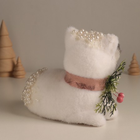 Decor "White Fox in Beads" 15x17x13 cm-2