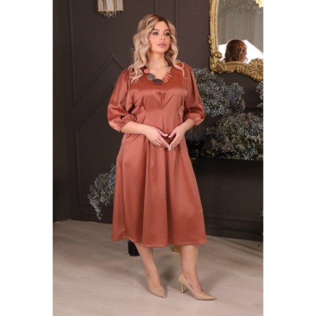 Female dress, size 52, terracotta color-5