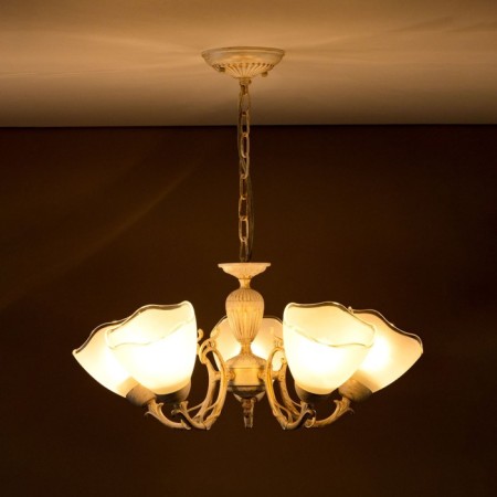 Suspended chandelier Citilux "Latur" CL413250, 36x33 cm, 5x75W, e27, white color-19