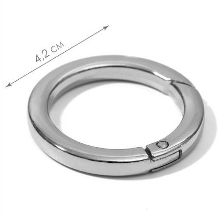 Carabin ring is flat, d = 32/42 mm, thickness - 5 mm, 5 pcs, silver color-1