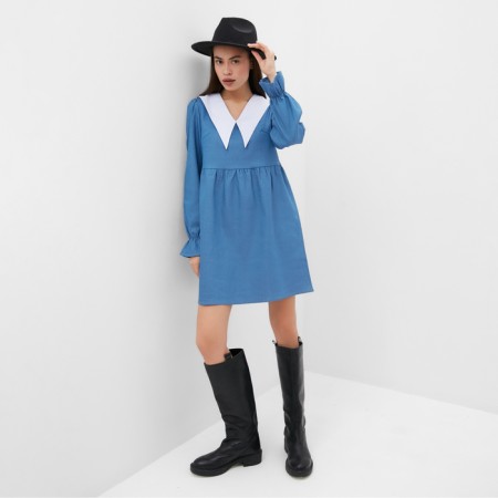Women's dress with a collar Mist, p.46, blue-1