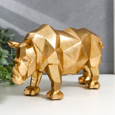 Souvenir Polystone 3D "Golden rhino" 12x8x25.1 cm-1