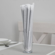 Disposable tubes for drinks, in individual packaging, straight, 24 cm, d = 8 mm, black color