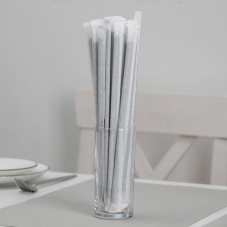 Disposable tubes for drinks, in individual packaging, straight, 24 cm, d = 8 mm, black color