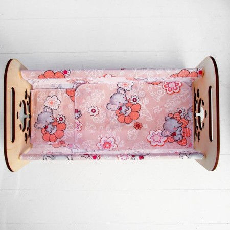Wooden bed for dolls "Katyusha", 44 × 24 × 24 cm, with bedding-2