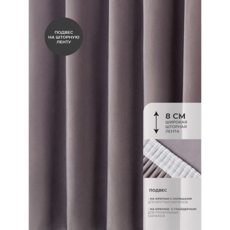 DECOFEST DEURA PACHERS, Size 200x270 cm, Blackout velvet, Gray color-3