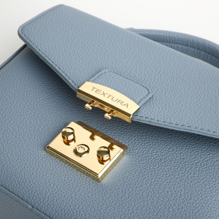 Women's bag on the valve, Textura, small size, blue color-9