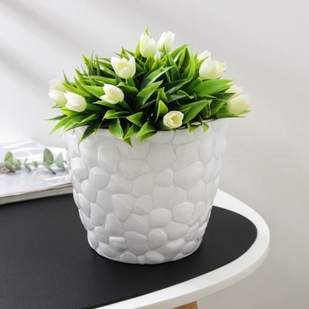 Pot with the pallet "Stones", 2.6 l, white color