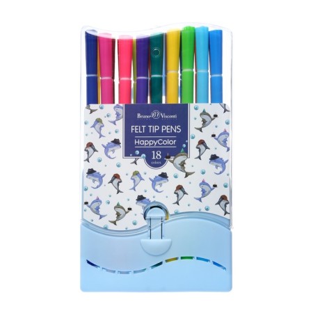Fleeters of 18 flowers Happycolor, on water -based, in plastic pencil case, mix-9