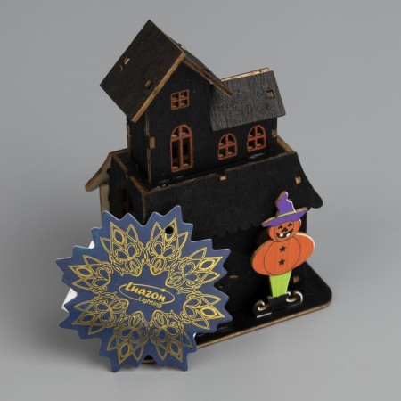 LED suspension "House with a black cat" 9 × 12 × 6 cm, plastic, batteries LR1130X3, glow warm white-3