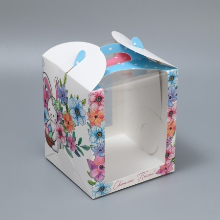 Box for a small cake, confectionery packaging, “Light Easter!”, 15 x 15 x 18 cm