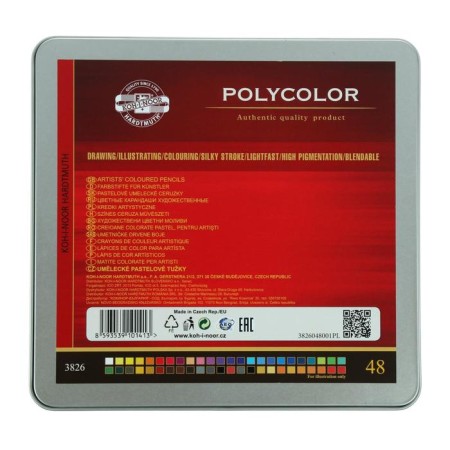 Family pencils Polycolor 3826, 48 colors, soft, in a metal pencil case-7