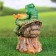 Garden Figure-Pillet for Birds "Green Turtle on A stump" from polystone, 29cm, average