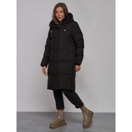 Coat insulated winter female, size 46, black color-1