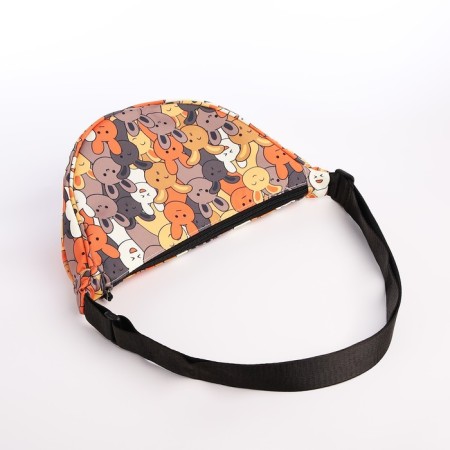 Youth bag with zipper, colorful/brown color-1