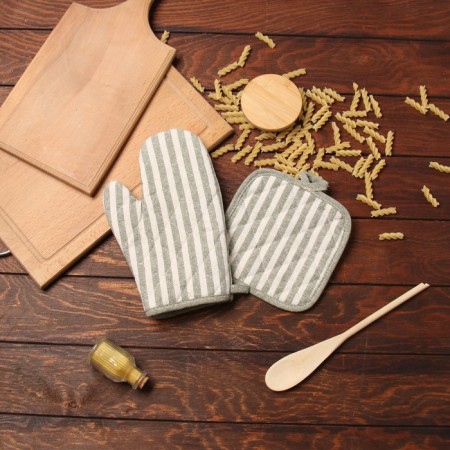 Set of kitchen. Dolyana strip ts. Green, mittens-prich.25x17cm, tack 17x17 50% p/e 50% HL-6